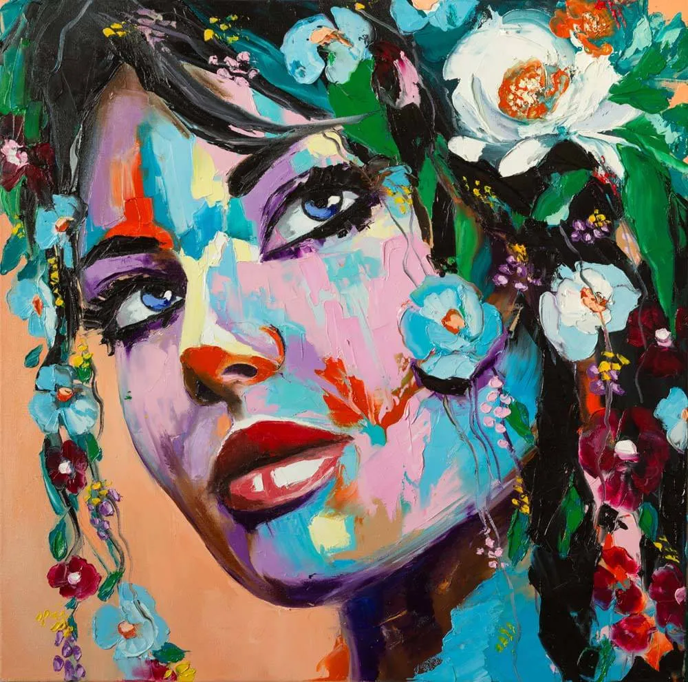 Painted Woman in Flowers Printed Glass  Splashback - DIY