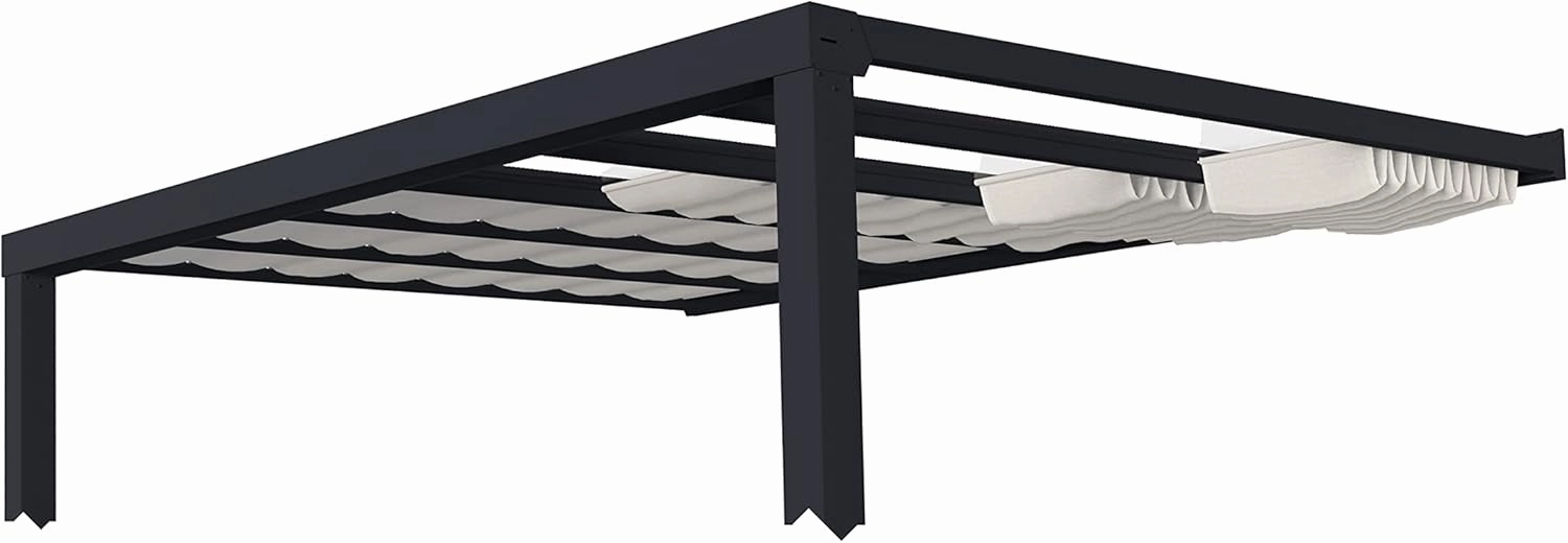 Palram - Canopia Stockholm Patio Cover Roof Blinds 11 Ft. x 17 Ft. Ceiling Curtains to Provide Customizable Shade, Heat Control, and Elegance, Pull Rod, Linen-Like Fabric, DIY (Blinds ONLY)
