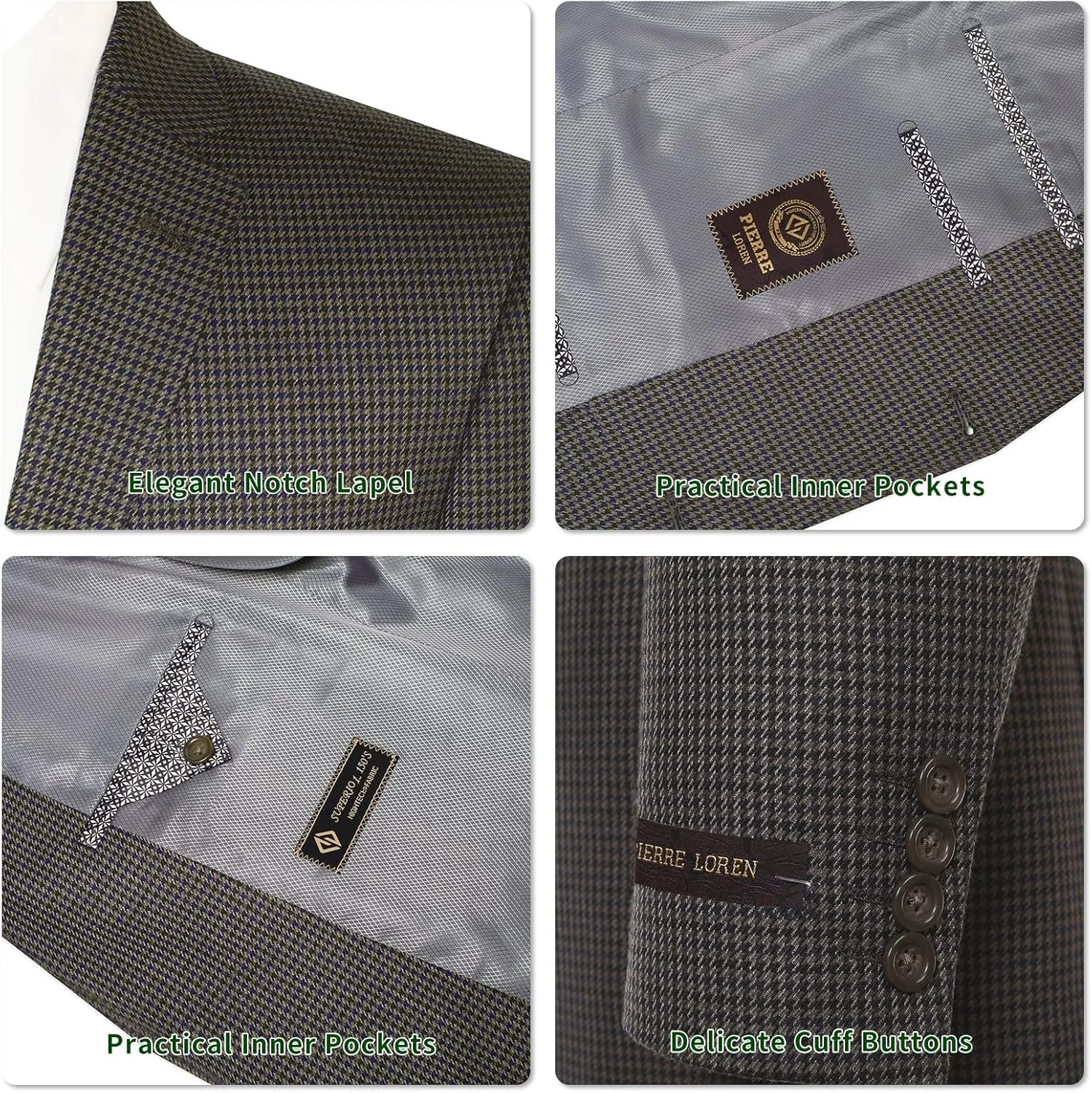 P&L Men's Sport Coat Classic Fit Blazer for Men Lightweight 2 Button Stretch Jacket in Solid & Plaid for Business & Casual