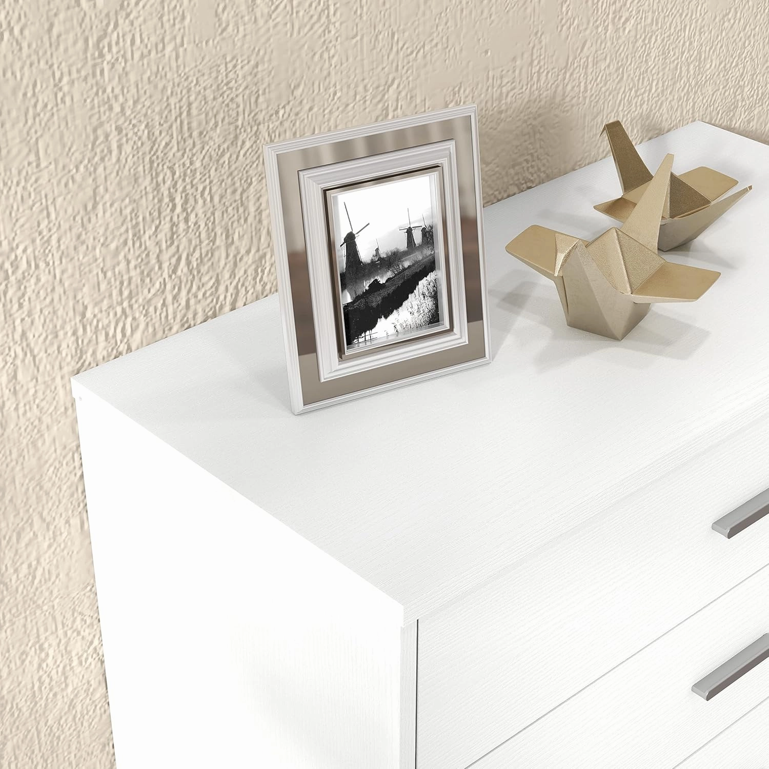 Panana Dresser for Bedroom with 5/6 Drawers, Wooden Chest of Drawers, Storage Organizer Unit Dressers for Bedroom, Living Room, Hallway, Nursery (White, 5 Drawer)
