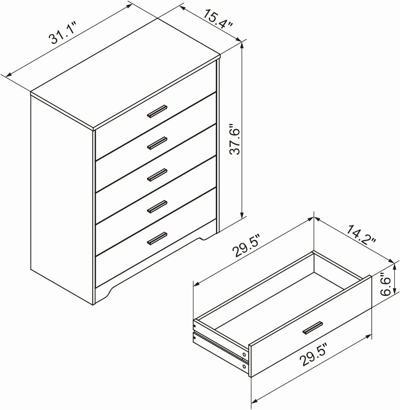 Panana Dresser for Bedroom with 5/6 Drawers, Wooden Chest of Drawers, Storage Organizer Unit Dressers for Bedroom, Living Room, Hallway, Nursery (White, 5 Drawer)