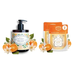 Panier des Sens - Orange Blossom Marseille Liquid Hand Soap   2 Hand Soap Refills - Moisturizing Soap with Coconut Oil - Bathroom & Kitchen Foaming Soap - 96% Natural Ingredients Hand Wash-50.7 Fl.oz