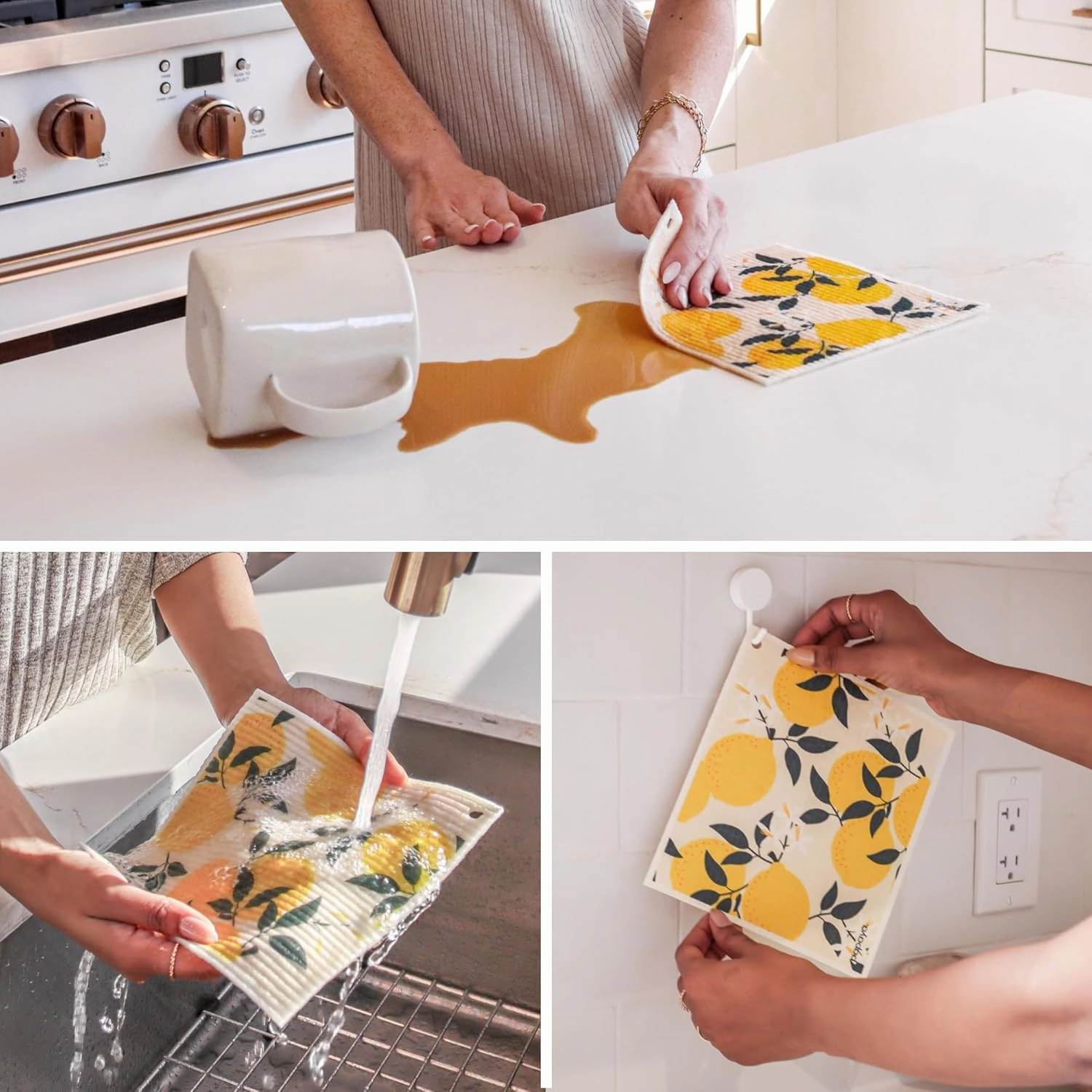Papaya Reusable Paper Towels 2-Pack - 2 Sheets   1 Hooks, Quick Drying, No Odor, 1 Sheet Replaces 17 Rolls, Washable Kitchen Cloth, Sustainable Dish Sponge, Eco Friendly Gift