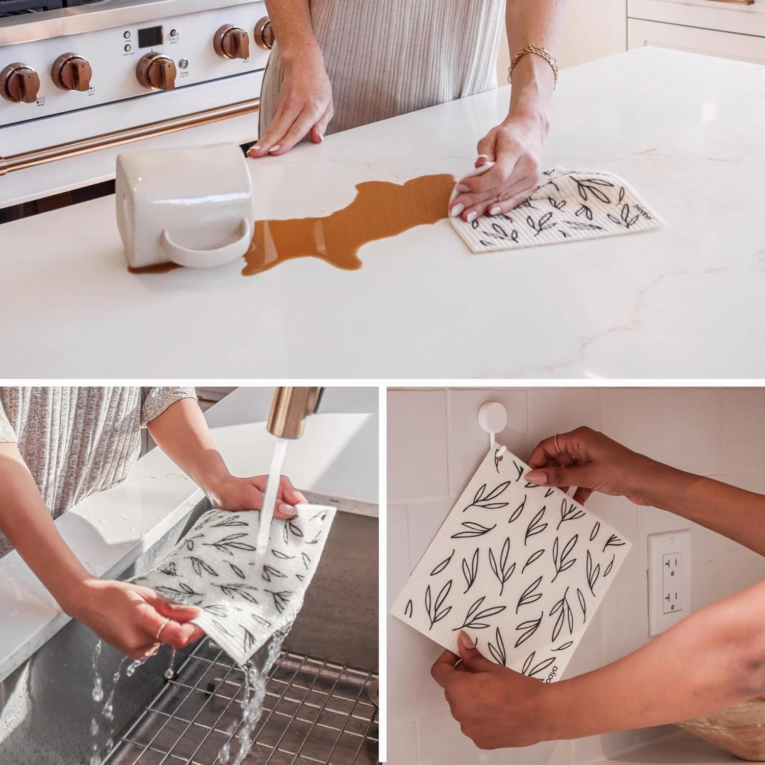 Papaya Reusable Paper Towels 2-Pack - 2 Sheets   1 Hooks, Quick Drying, No Odor, 1 Sheet Replaces 17 Rolls, Washable Kitchen Cloth, Sustainable Dish Sponge, Eco Friendly Gift