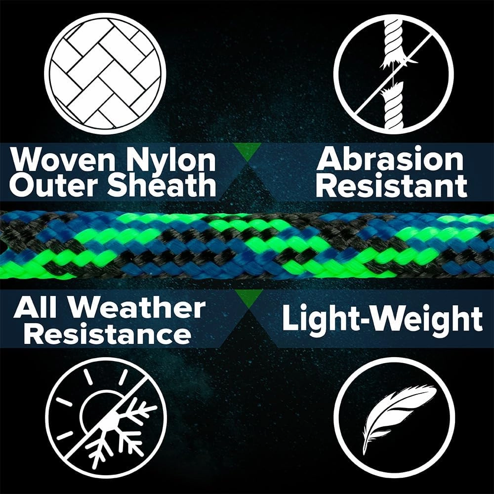 Paracord Planet 275lb Paracord – 3/32 Inch (2.38 mm) Nylon Crafting Cord with 5 Strand Inner Core – Black (250 ft)