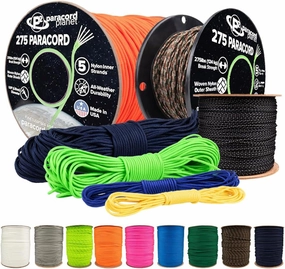 Paracord Planet 275lb Paracord – 3/32 Inch (2.38 mm) Nylon Crafting Cord with 5 Strand Inner Core – Black (250 ft)