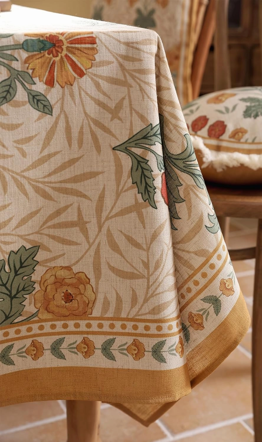patdrea French Linen Tablecloth Soft Durable Floral Table Cloth Kitchen Dining Tablecloth for Rectangular Tables for Parties Christmas 55"x 79"