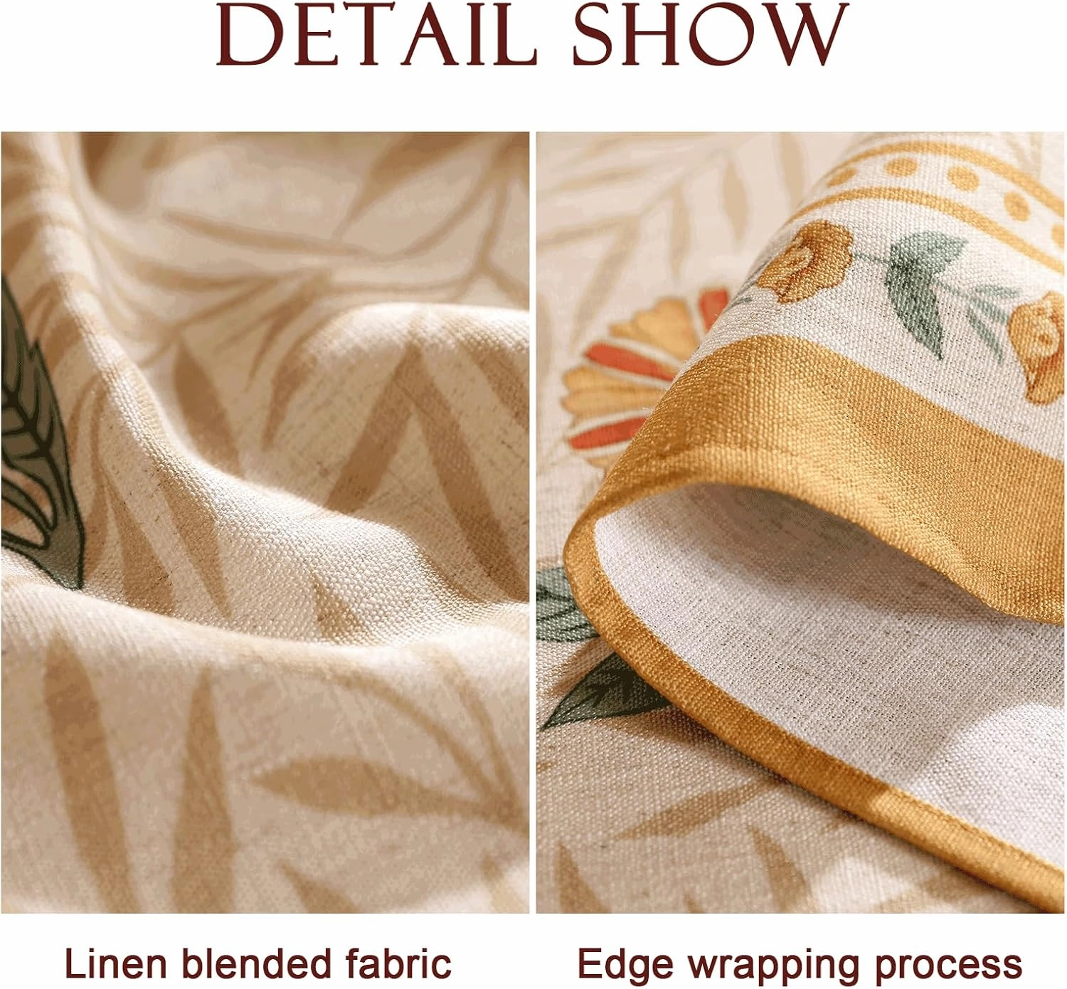 patdrea French Linen Tablecloth Soft Durable Floral Table Cloth Kitchen Dining Tablecloth for Rectangular Tables for Parties Christmas 55"x 79"