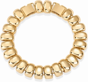 PAVOI 14K Gold Plated Chunky Ribbed Texture Bracelet for Women |Gold Statement Jewelry Piece