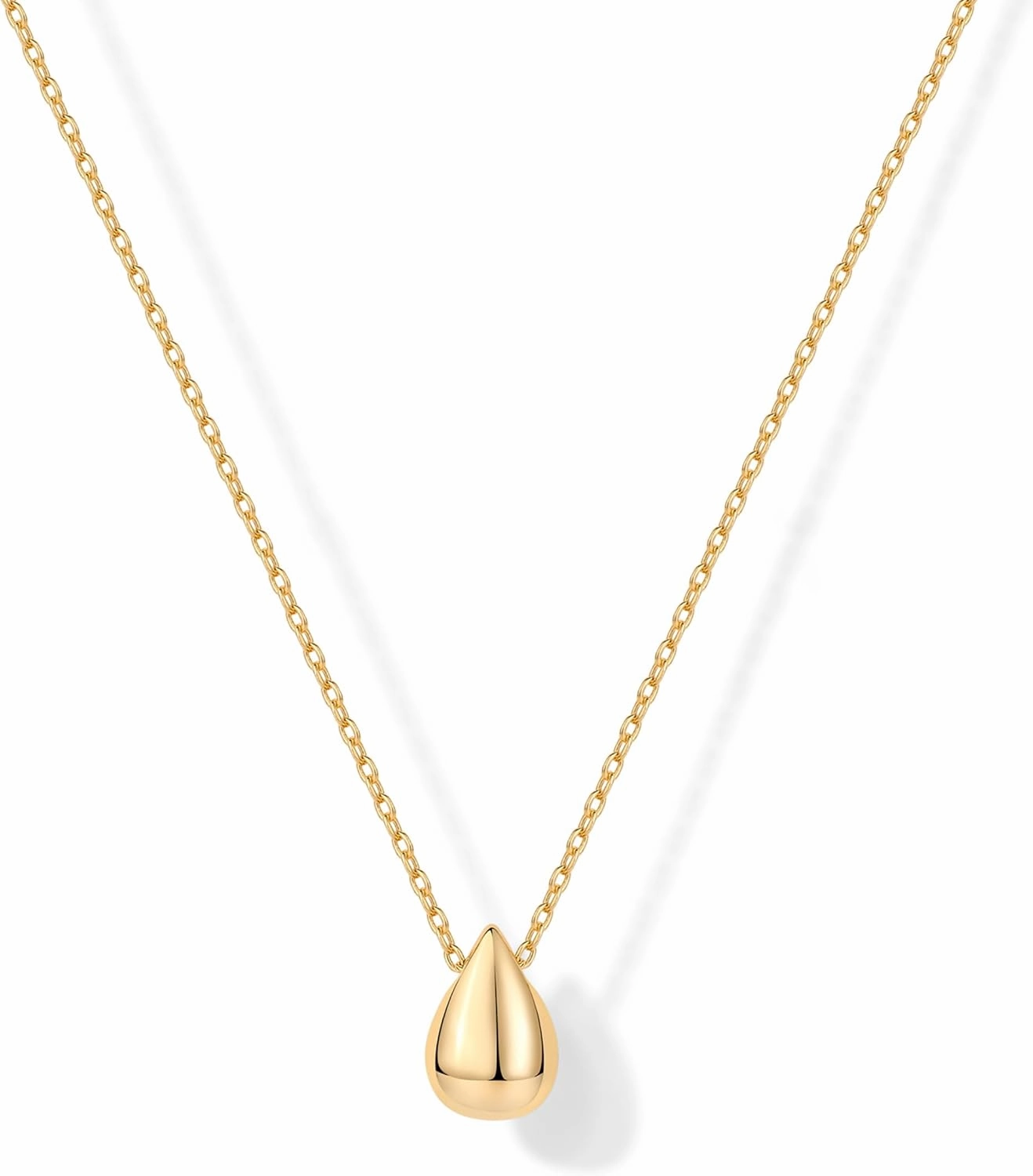 PAVOI 14K Gold Plated Dainty Pear Pendant Necklace for Women | Tear Pendant Necklaces