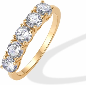 PAVOI 14K Gold Plated Premium Cubic Zirconia Engagement Ring for Women | Promise Eternity Ring Jewelry