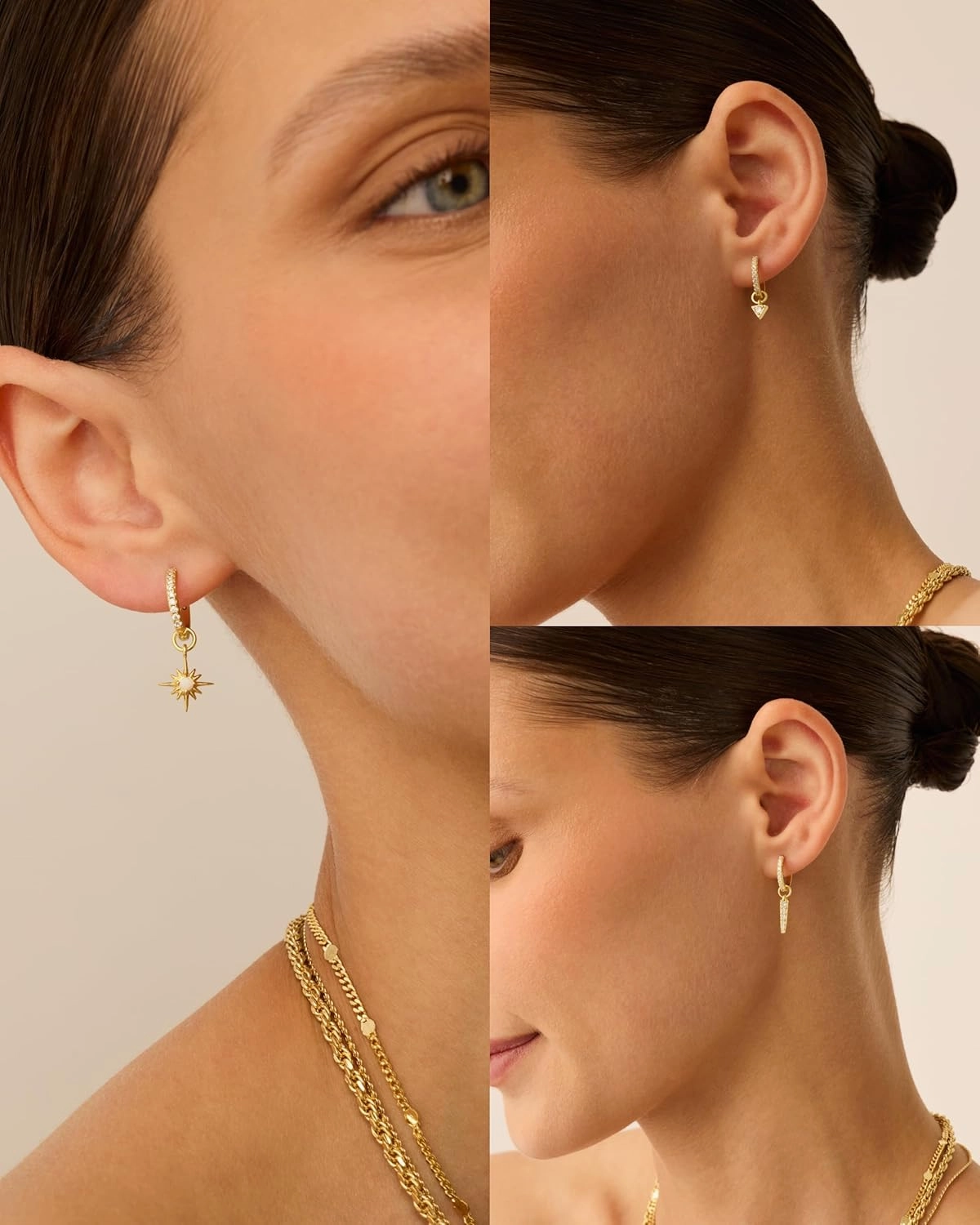 PAVOI 18K Gold Plated Huggie Earrings and Charm Set for Women | Mix and Match Earring Pack with Cubic Zirconia Pearl Opal Star Heart Evil Eye Snake Boho Charms