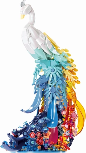 Peacock Flowers Building Set with Led Light, 901PCS Peacock Creative Bird Model, Home Deocr and Office Art Gift for Mom Women Girlfriend Adults 12  (Compatible with Major Brand)