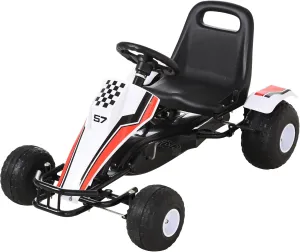 Pedal Go Kart for Kids - Adjustable Seat Racing Style Ride-On Car with Handbrake & Plastic Wheels for Indoor Outdoor Fun