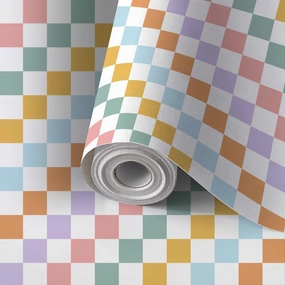 Peel and Stick Wallpaper Self Adhesive Wall Mural Rainbow Checkerboard seamless pattern Geometric abstract Checkered Contact Paper Renter Friendly Wallpaper for Kitchen Nursery Bedroom 24"x118"
