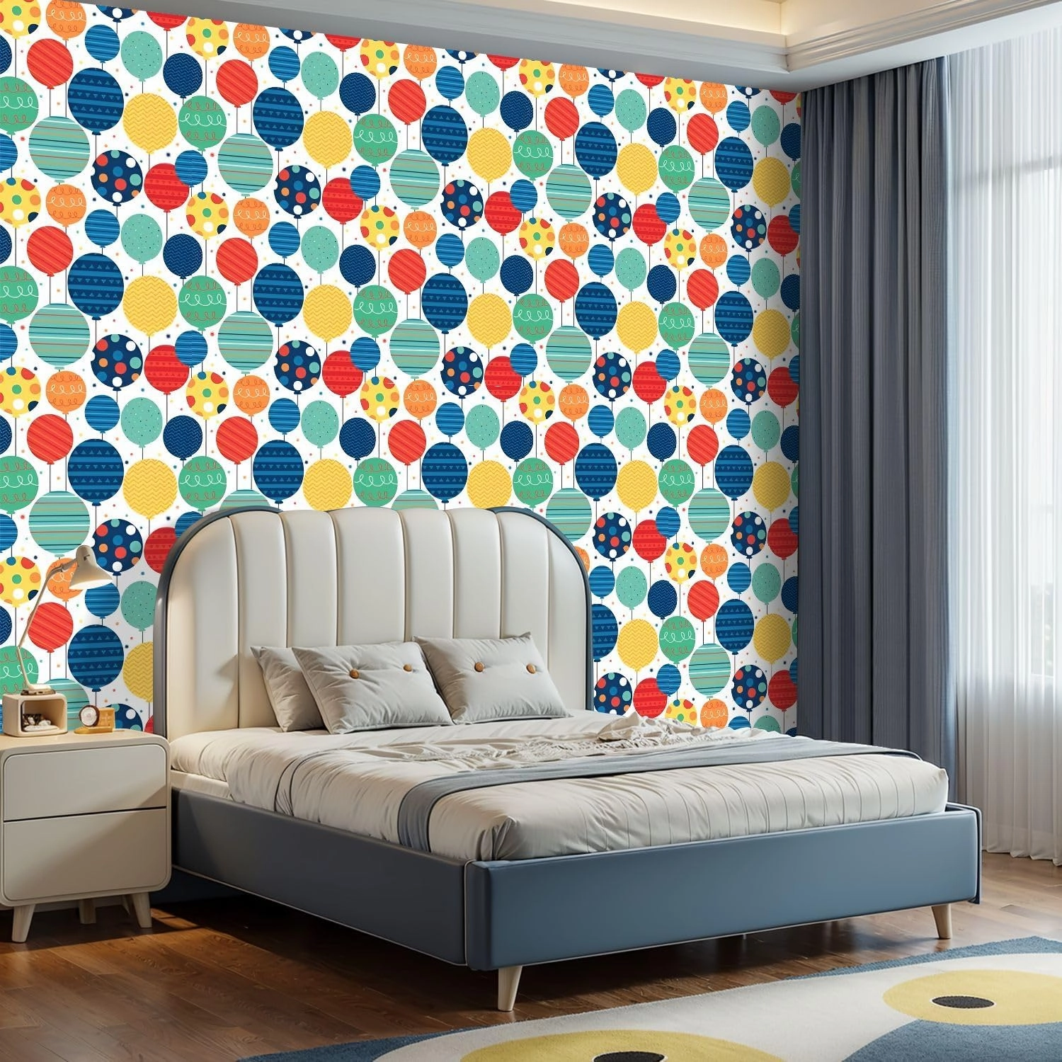 Peel and Stick Wallpaper Self Adhesive Wall Mural Seamless Decorative Balloon White Contact Paper Renter Friendly Wallpaper for Kitchen Nursery Bedroom 17.7"x118"
