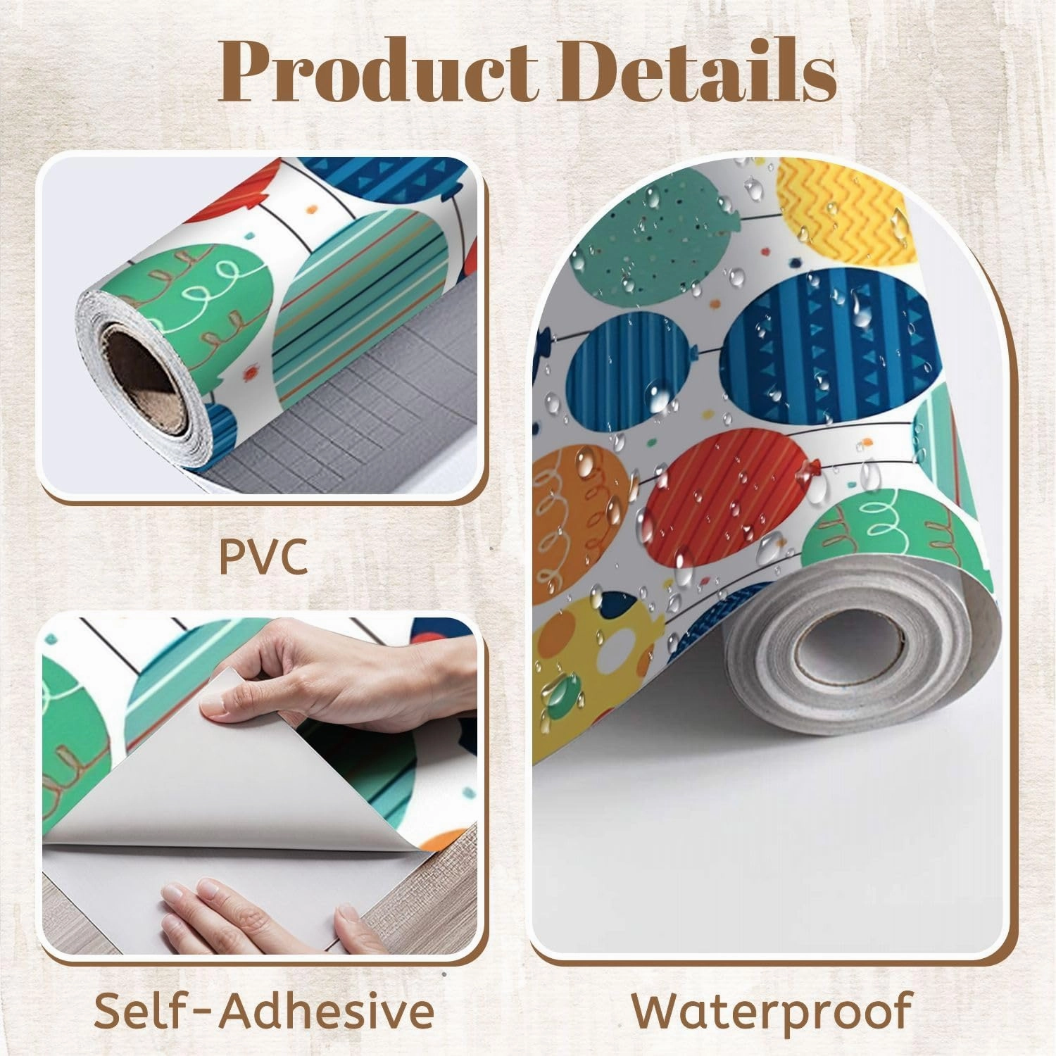 Peel and Stick Wallpaper Self Adhesive Wall Mural Seamless Decorative Balloon White Contact Paper Renter Friendly Wallpaper for Kitchen Nursery Bedroom 17.7"x118"
