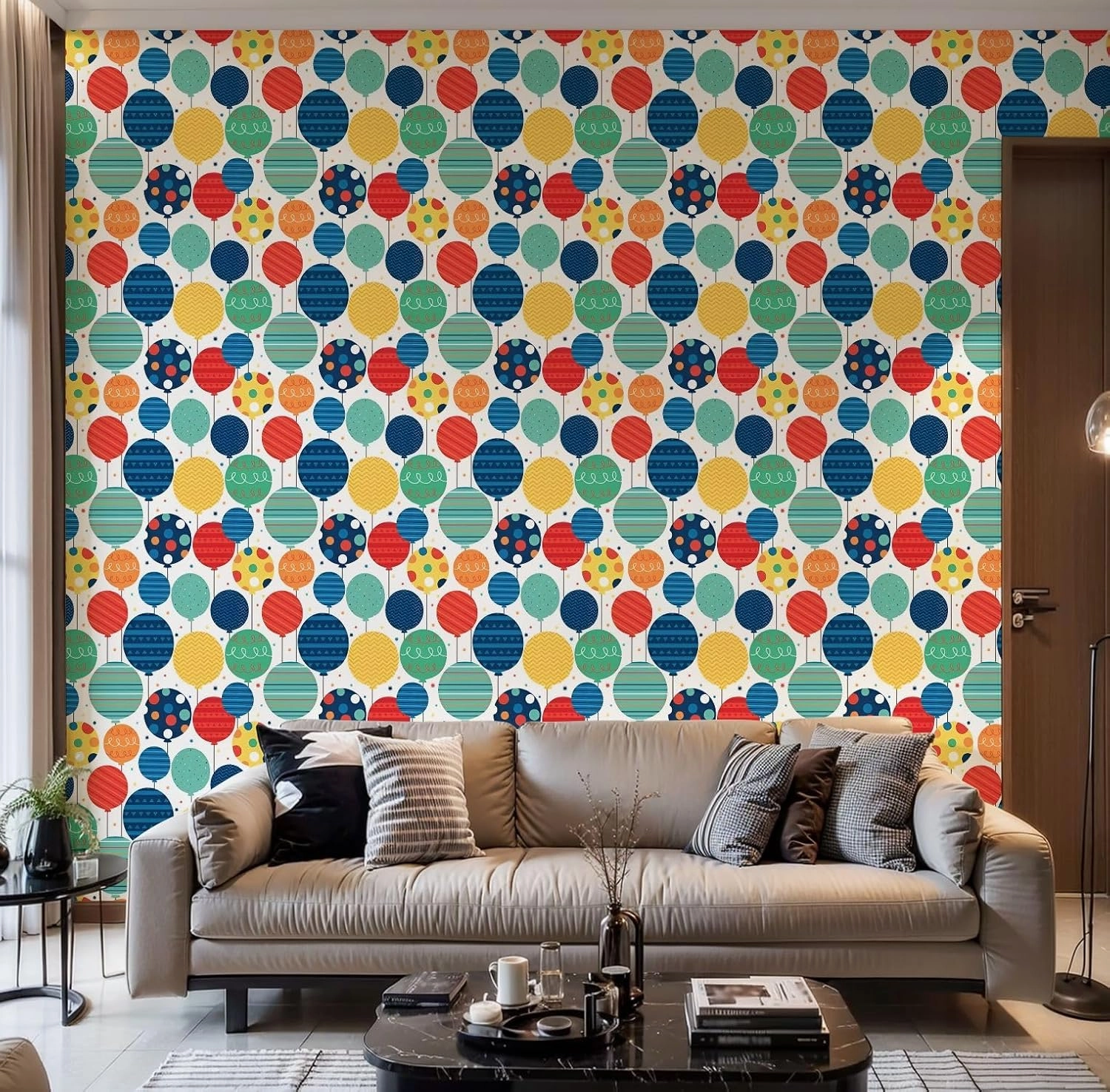 Peel and Stick Wallpaper Self Adhesive Wall Mural Seamless Decorative Balloon White Contact Paper Renter Friendly Wallpaper for Kitchen Nursery Bedroom 17.7"x118"