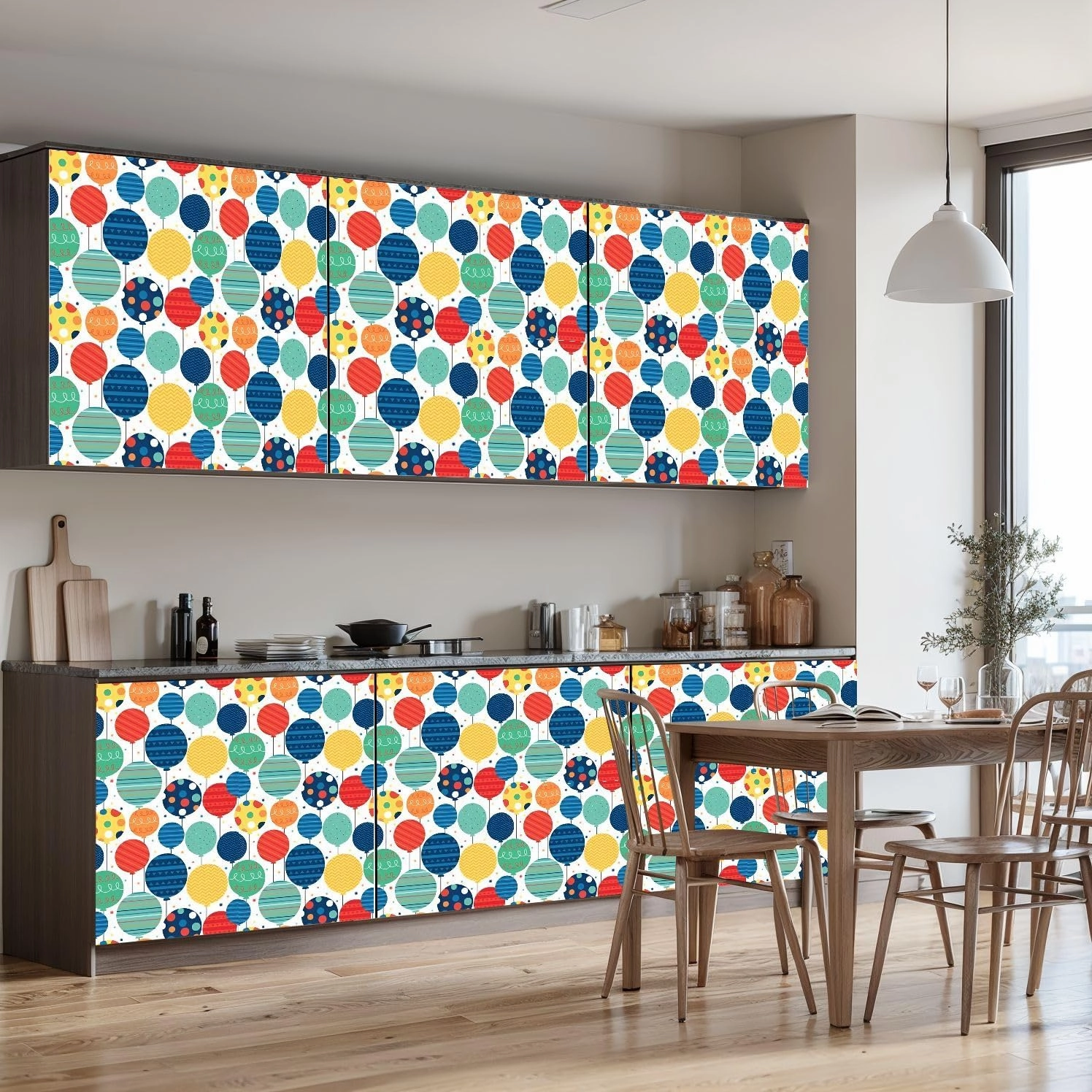 Peel and Stick Wallpaper Self Adhesive Wall Mural Seamless Decorative Balloon White Contact Paper Renter Friendly Wallpaper for Kitchen Nursery Bedroom 17.7"x118"
