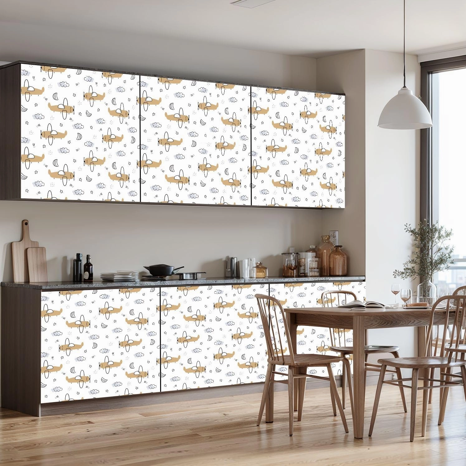 Peel and Stick Wallpaper Self Adhesive Wall Mural Sky Seamless Pattern Cartoon Style Cute for Kids Contact Paper Renter Friendly Wallpaper for Kitchen Nursery Bedroom 17.7"x118"