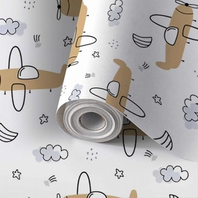 Peel and Stick Wallpaper Self Adhesive Wall Mural Sky Seamless Pattern Cartoon Style Cute for Kids Contact Paper Renter Friendly Wallpaper for Kitchen Nursery Bedroom 17.7"x118"