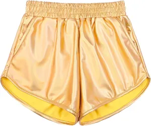 Perfashion Girls Metallic Shorts Sparkly Shiny Hot Pants Gold/Silver/Pink Outfit