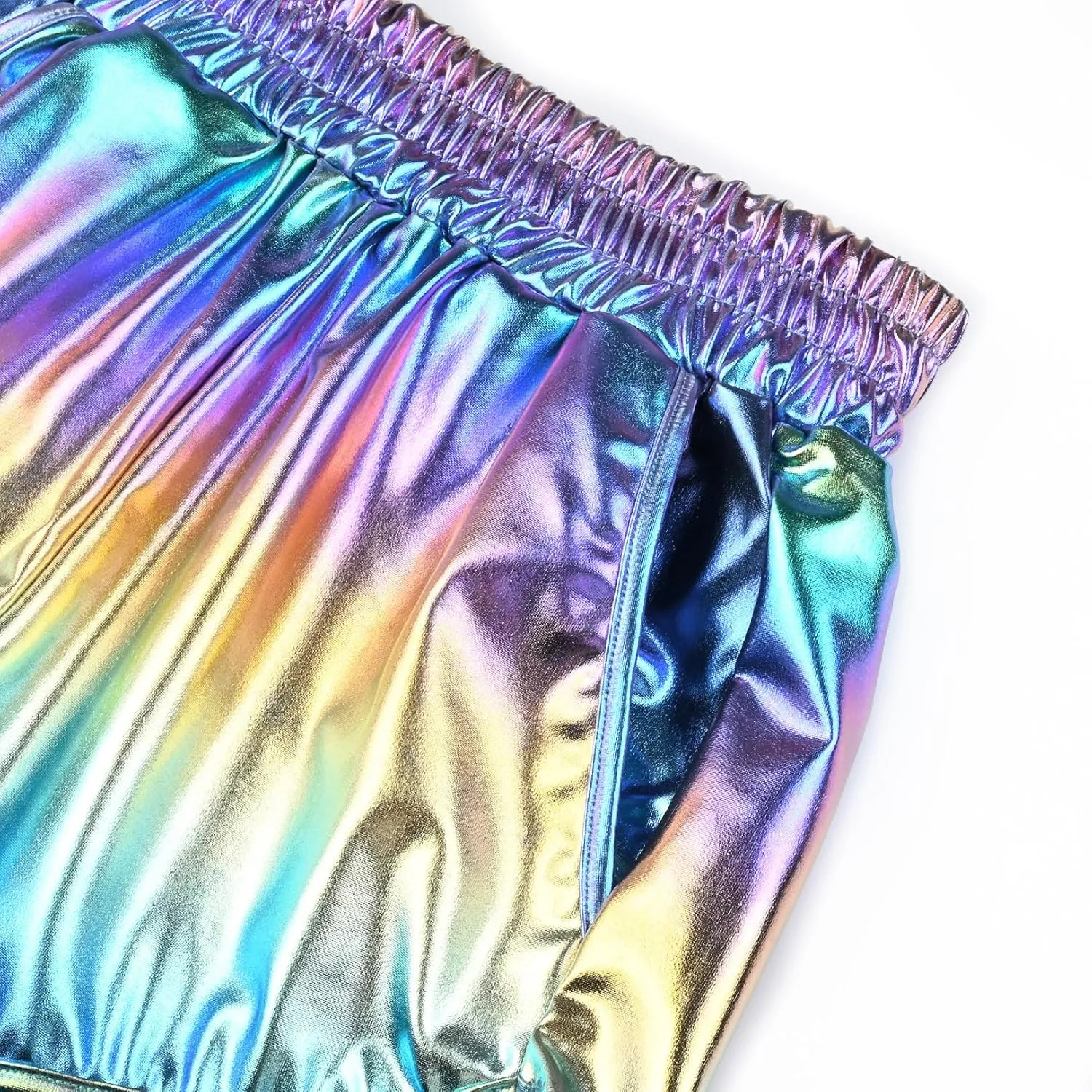 Perfashion Women's Metallic Shiny Shorts Sparkly Hot Yoga Outfit