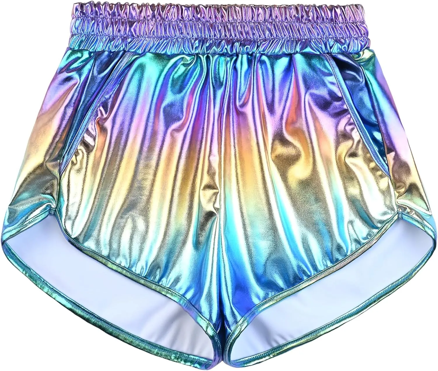 Perfashion Women's Metallic Shiny Shorts Sparkly Hot Yoga Outfit