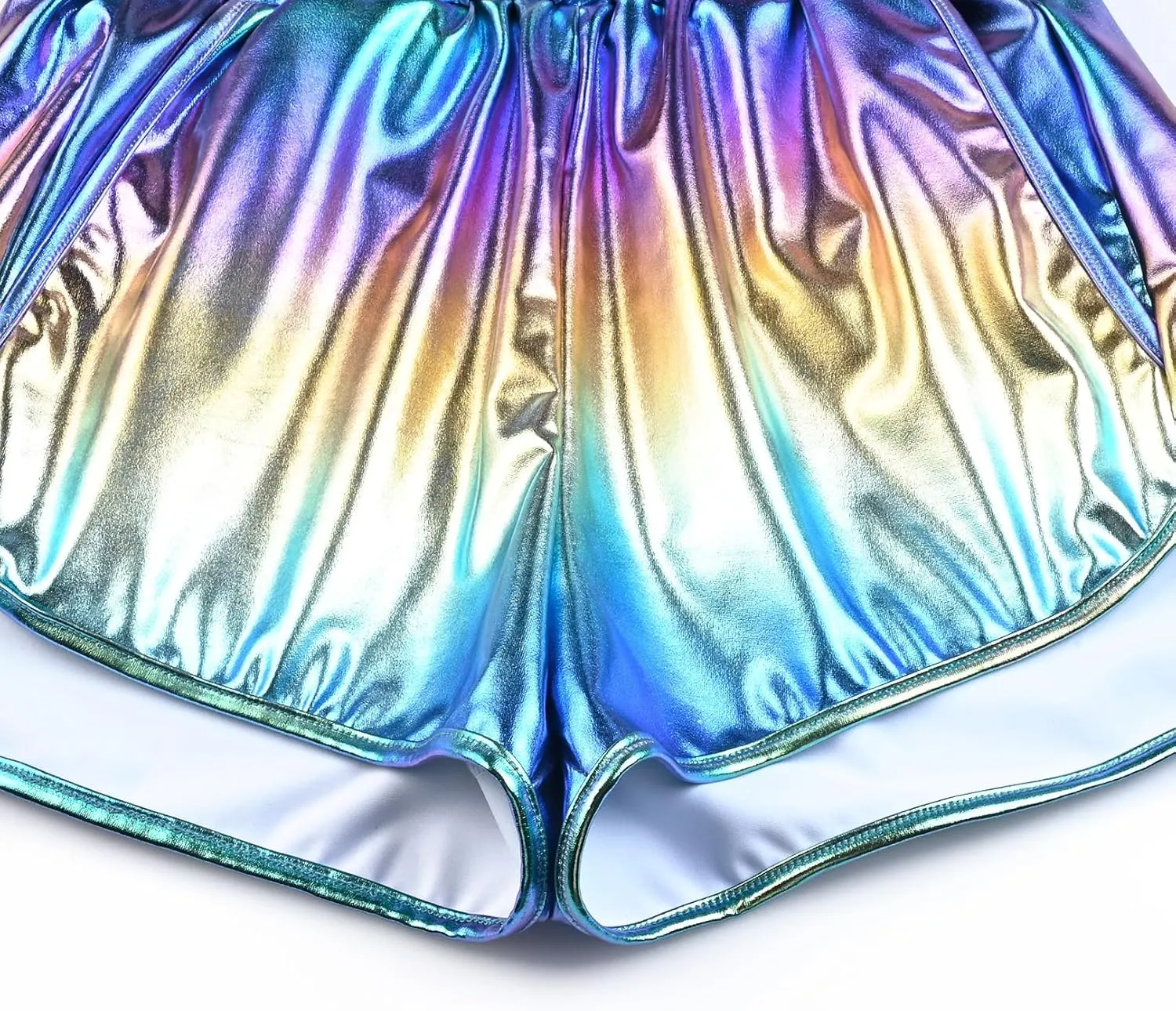 Perfashion Women's Metallic Shiny Shorts Sparkly Hot Yoga Outfit