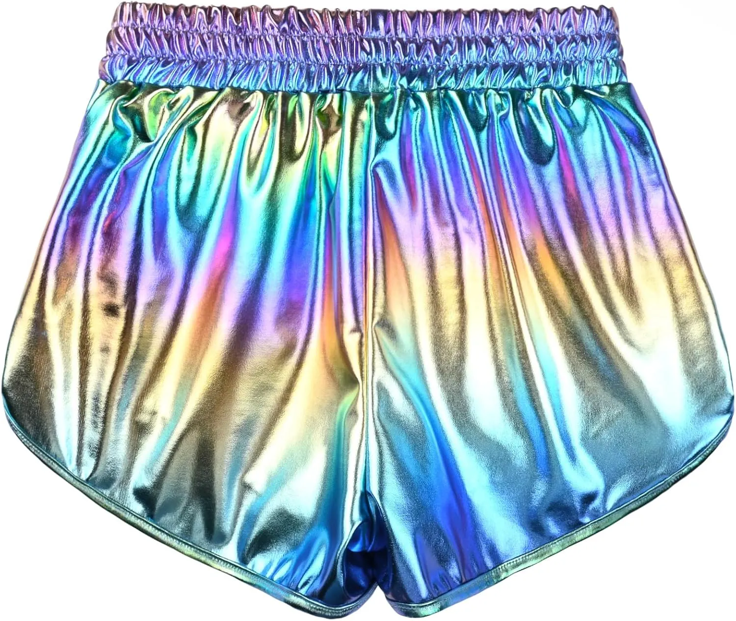 Perfashion Women's Metallic Shiny Shorts Sparkly Hot Yoga Outfit