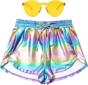 Perfashion Women's Metallic Shorts Summer Sparkly Hot Outfit Shiny Short Pants