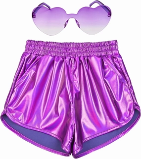 Perfashion Girls Metallic Shorts Shiny Hot Short Sparkly Party Pants &Sunglasses