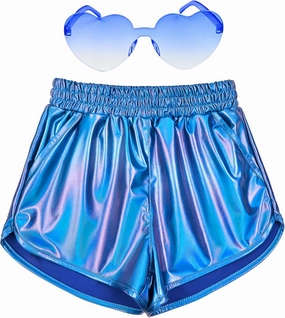 Perfashion Girls Metallic Shorts Shiny Hot Short Sparkly Party Pants &Sunglasses
