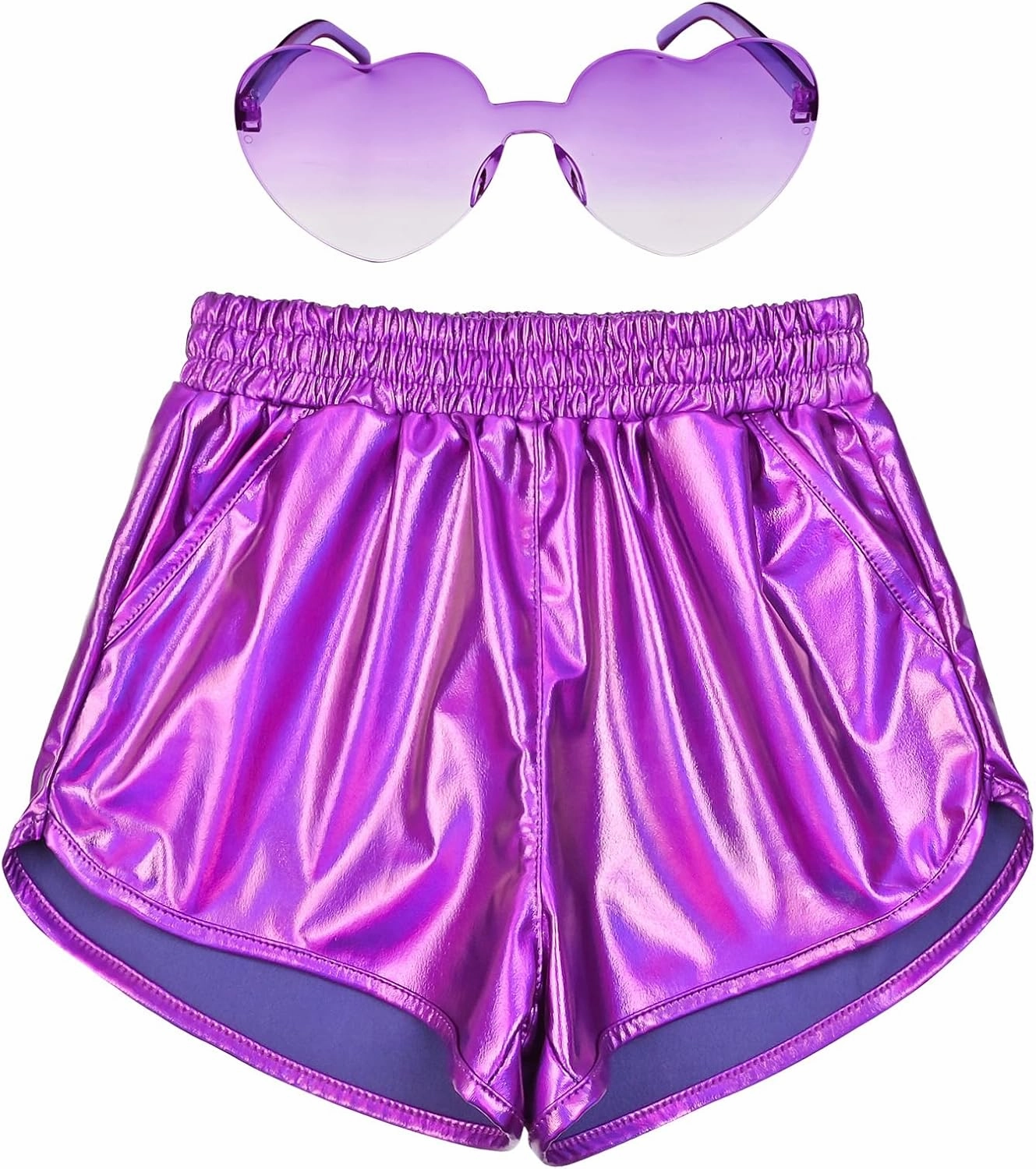 Perfashion Girls Metallic Shorts Shiny Hot Short Sparkly Party Pants &Sunglasses