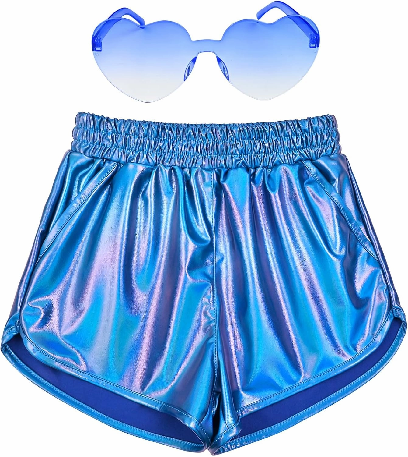 Perfashion Girls Metallic Shorts Shiny Hot Short Sparkly Party Pants &Sunglasses