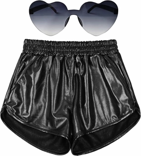 Perfashion Girls Metallic Shorts Shiny Hot Short Sparkly Party Pants &Sunglasses