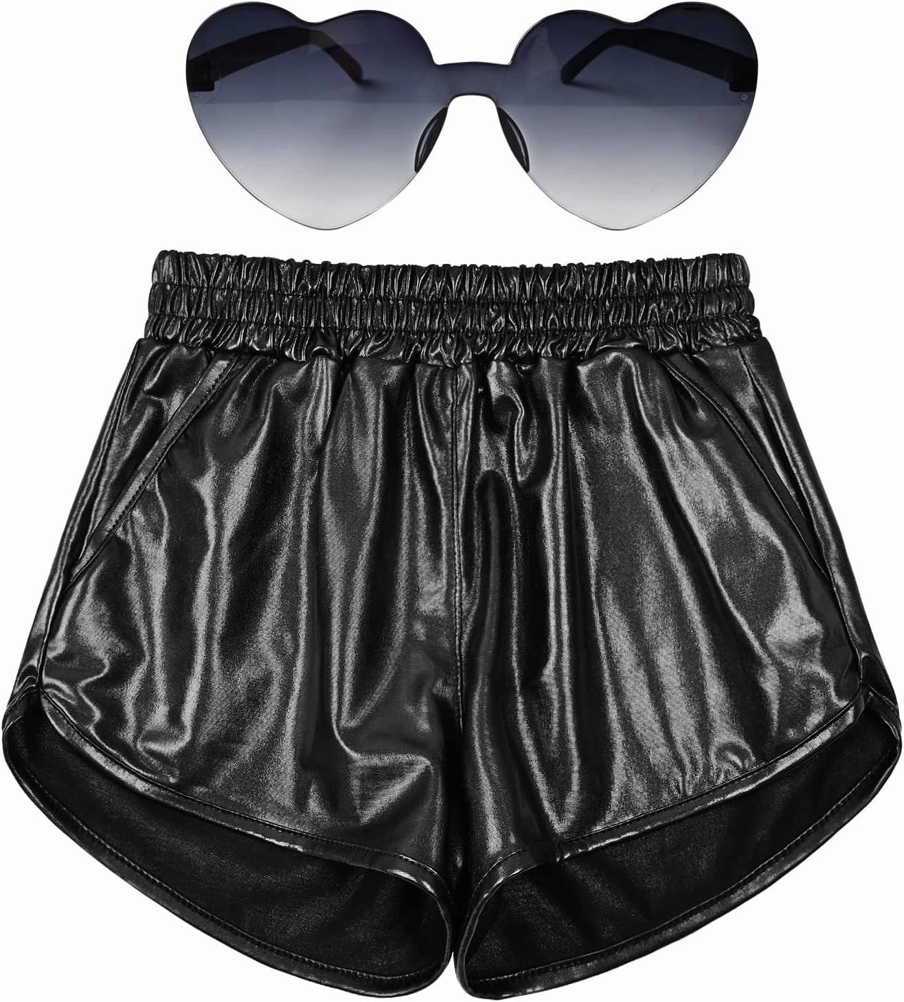 Perfashion Girls Metallic Shorts Shiny Hot Short Sparkly Party Pants &Sunglasses
