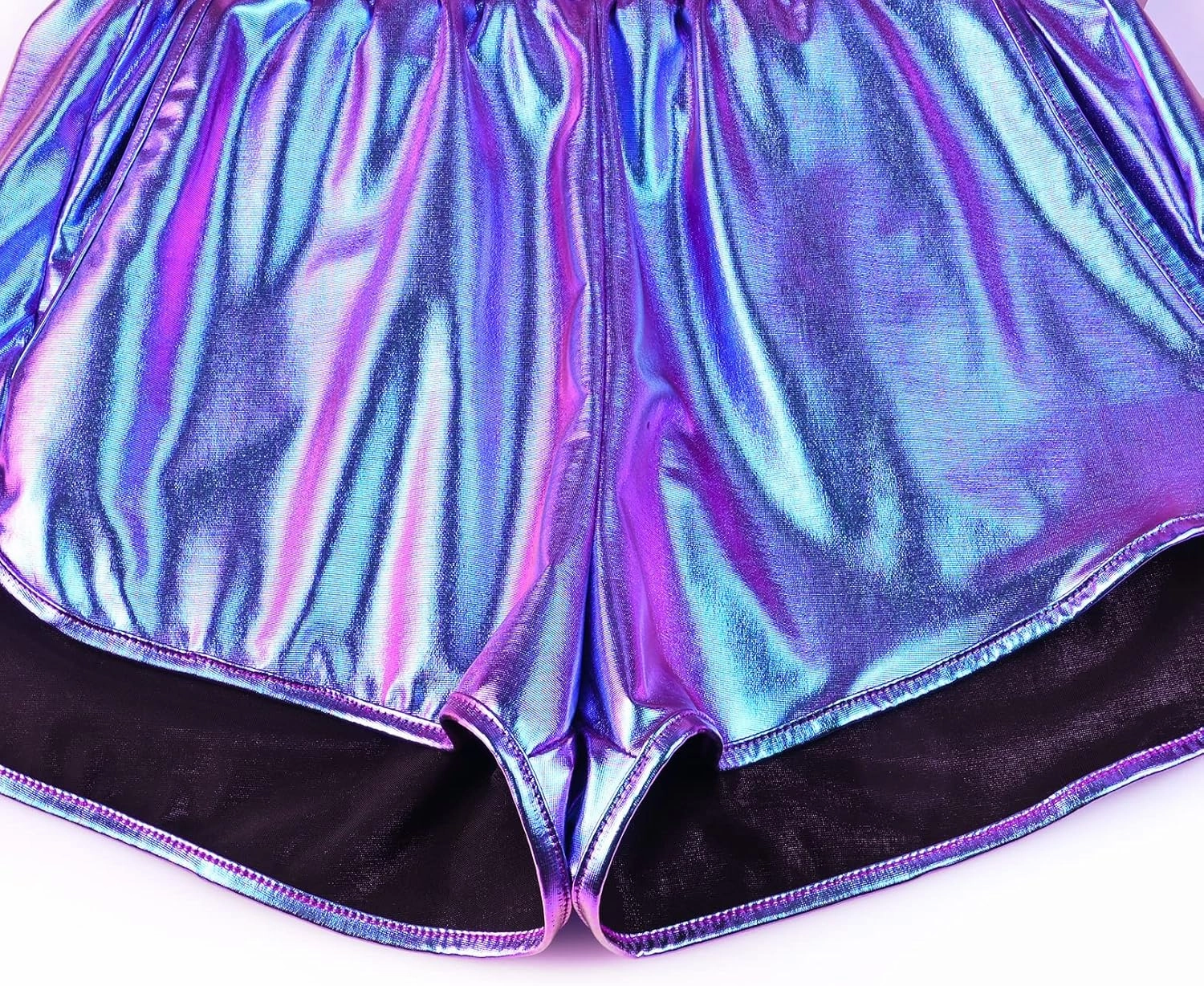 Perfashion Women's Metallic Shiny Shorts Sparkly Hot Yoga Outfit