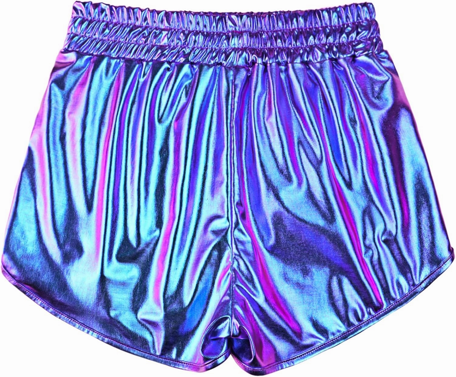 Perfashion Women's Metallic Shiny Shorts Sparkly Hot Yoga Outfit