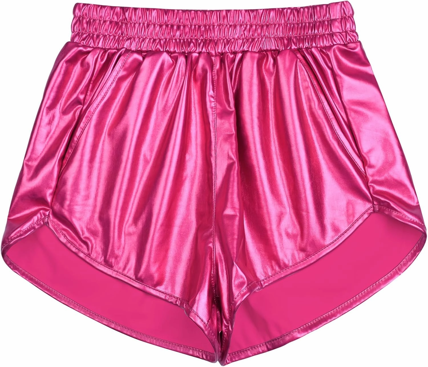 Perfashion Women's Metallic Shiny Shorts Sparkly Hot Yoga Outfit