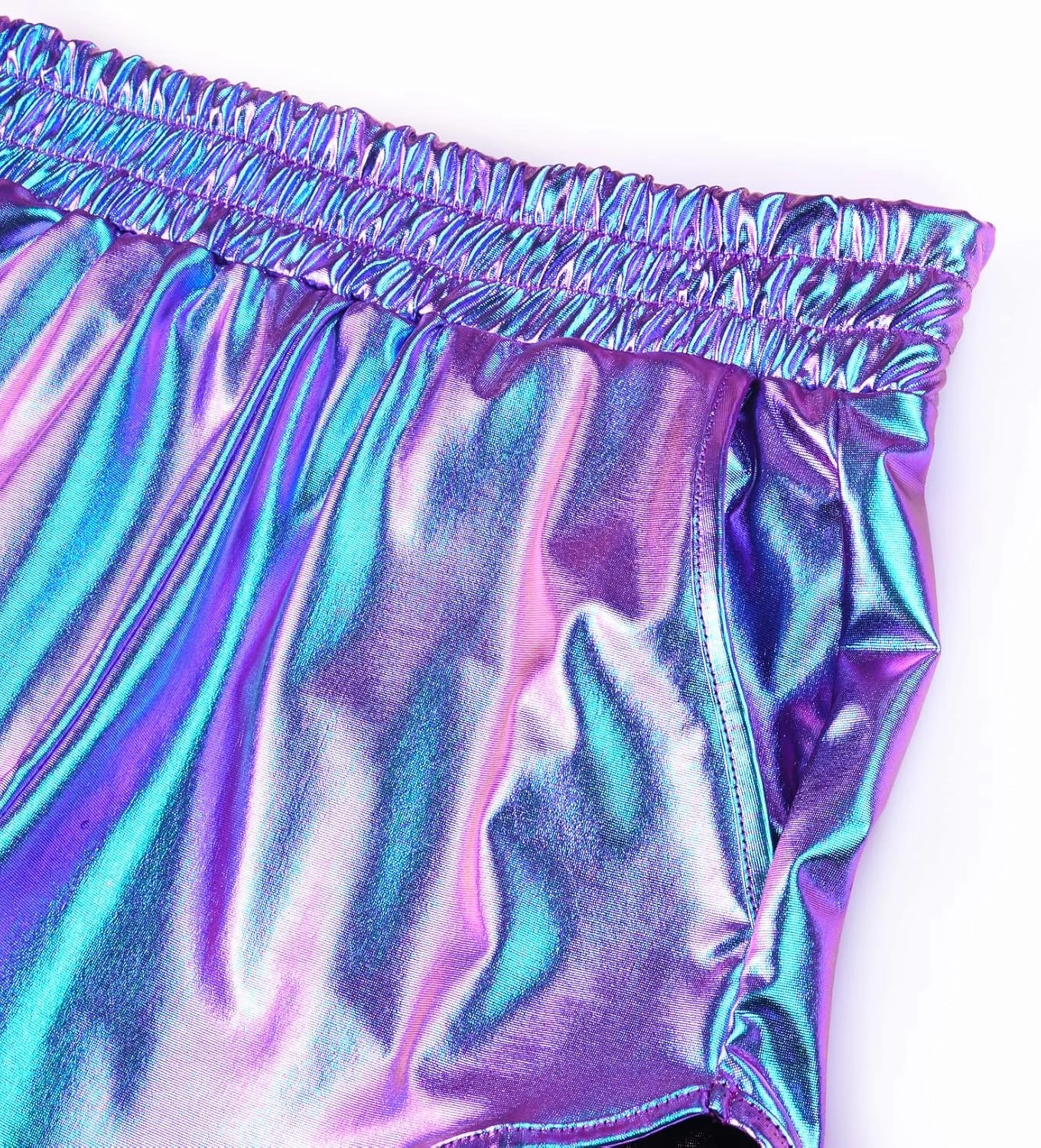 Perfashion Women's Metallic Shiny Shorts Sparkly Hot Yoga Outfit