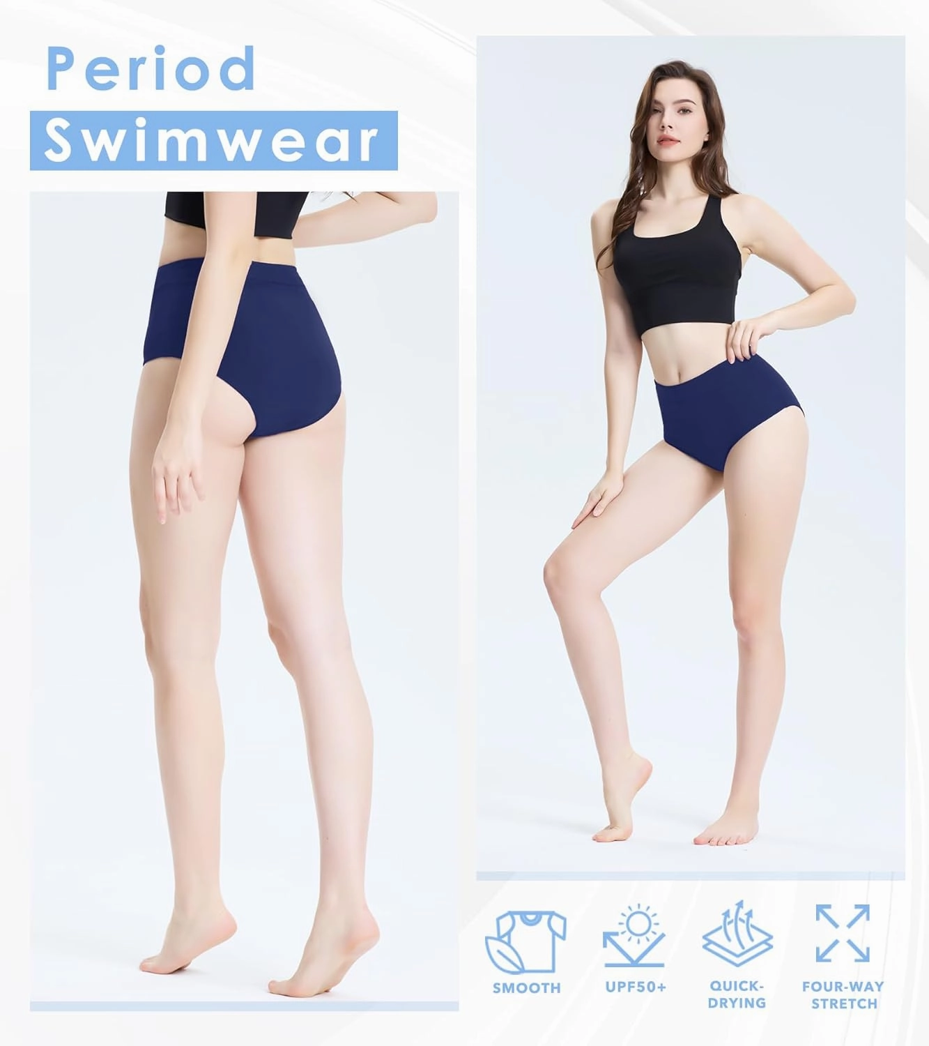 Period Swimwear Leakproof Bikini Bottoms Full Coverage Menstrual Swimsuit for Women Teens Girls