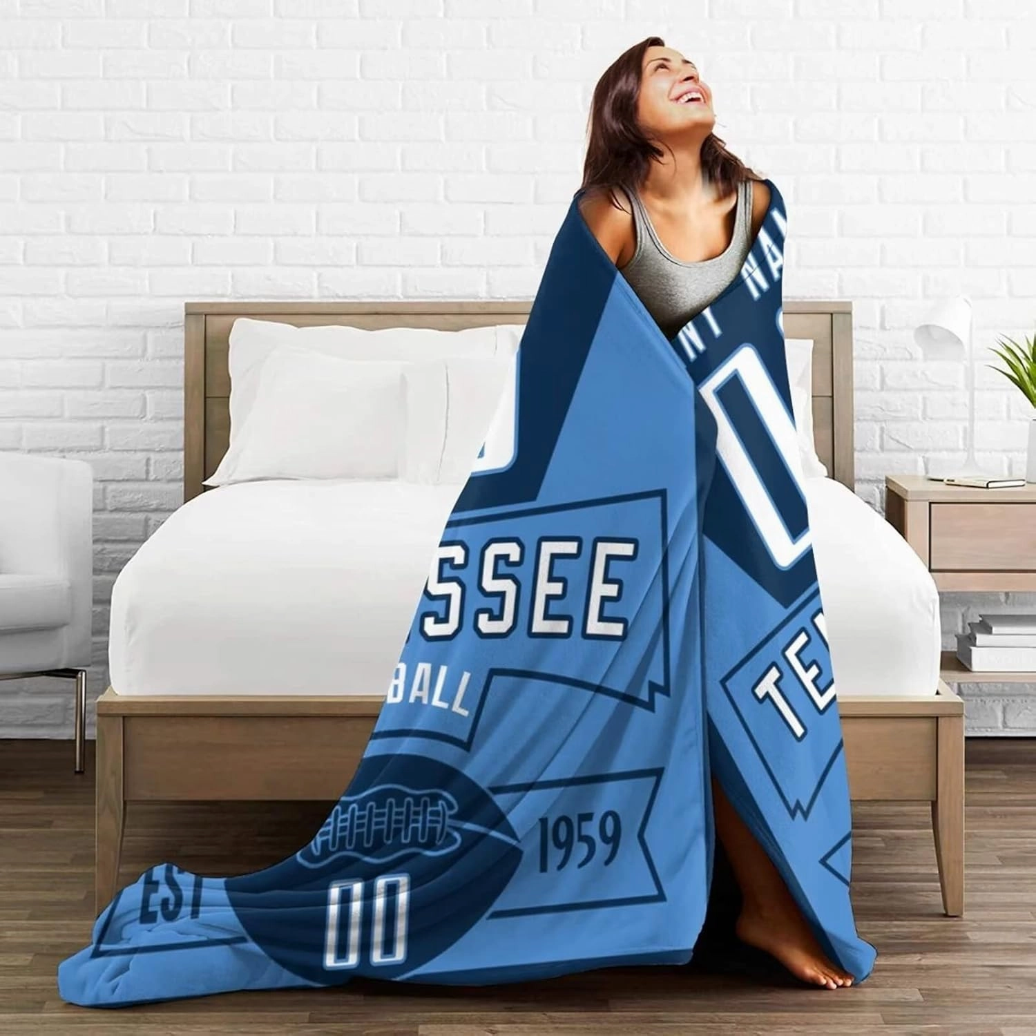 Personalized Football Throw Blankets Add Name Numbers Flannel Blankets Football Fans Gifts - 50" x 40",60" x 50",80" x 60"