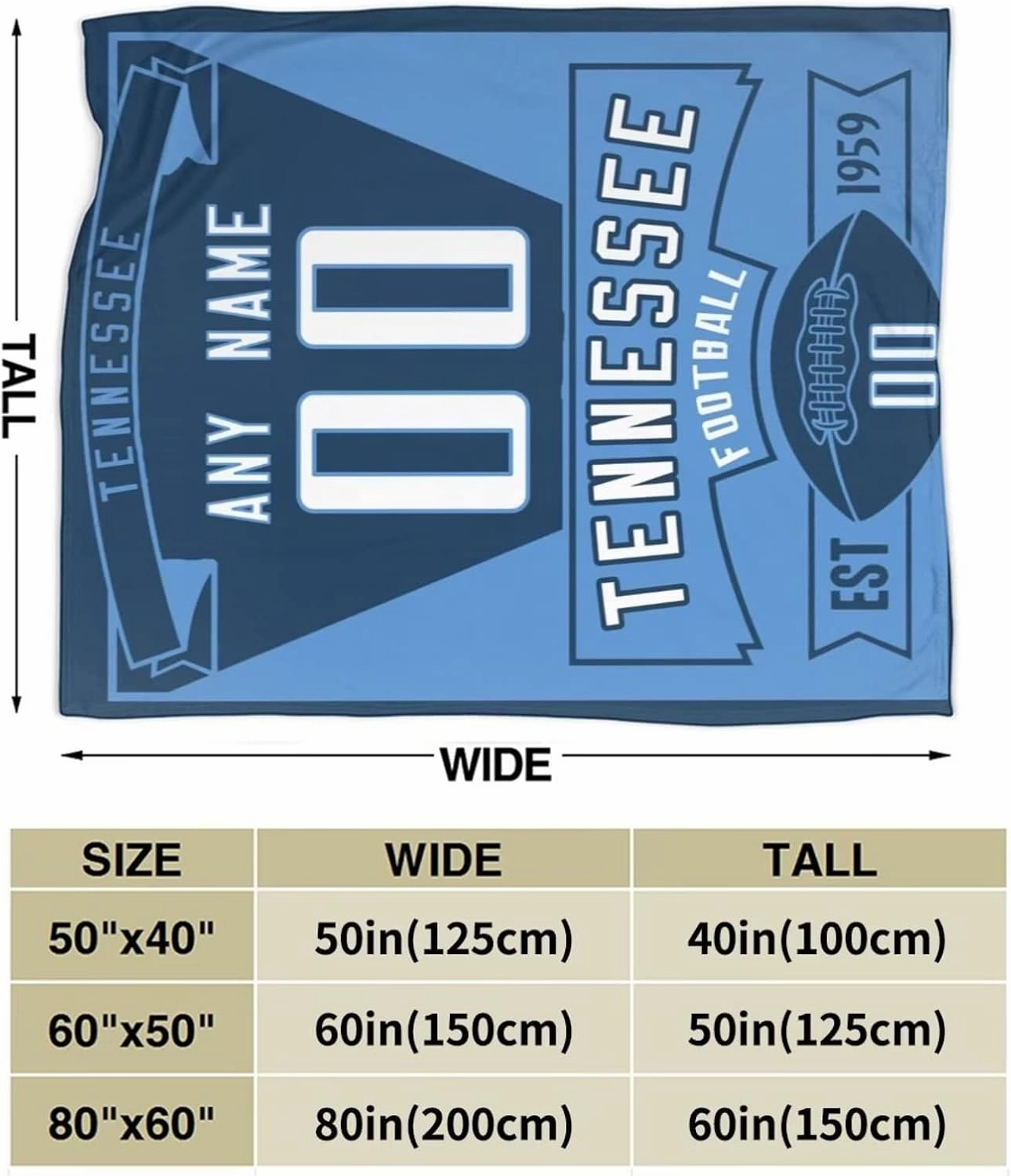 Personalized Football Throw Blankets Add Name Numbers Flannel Blankets Football Fans Gifts - 50" x 40",60" x 50",80" x 60"