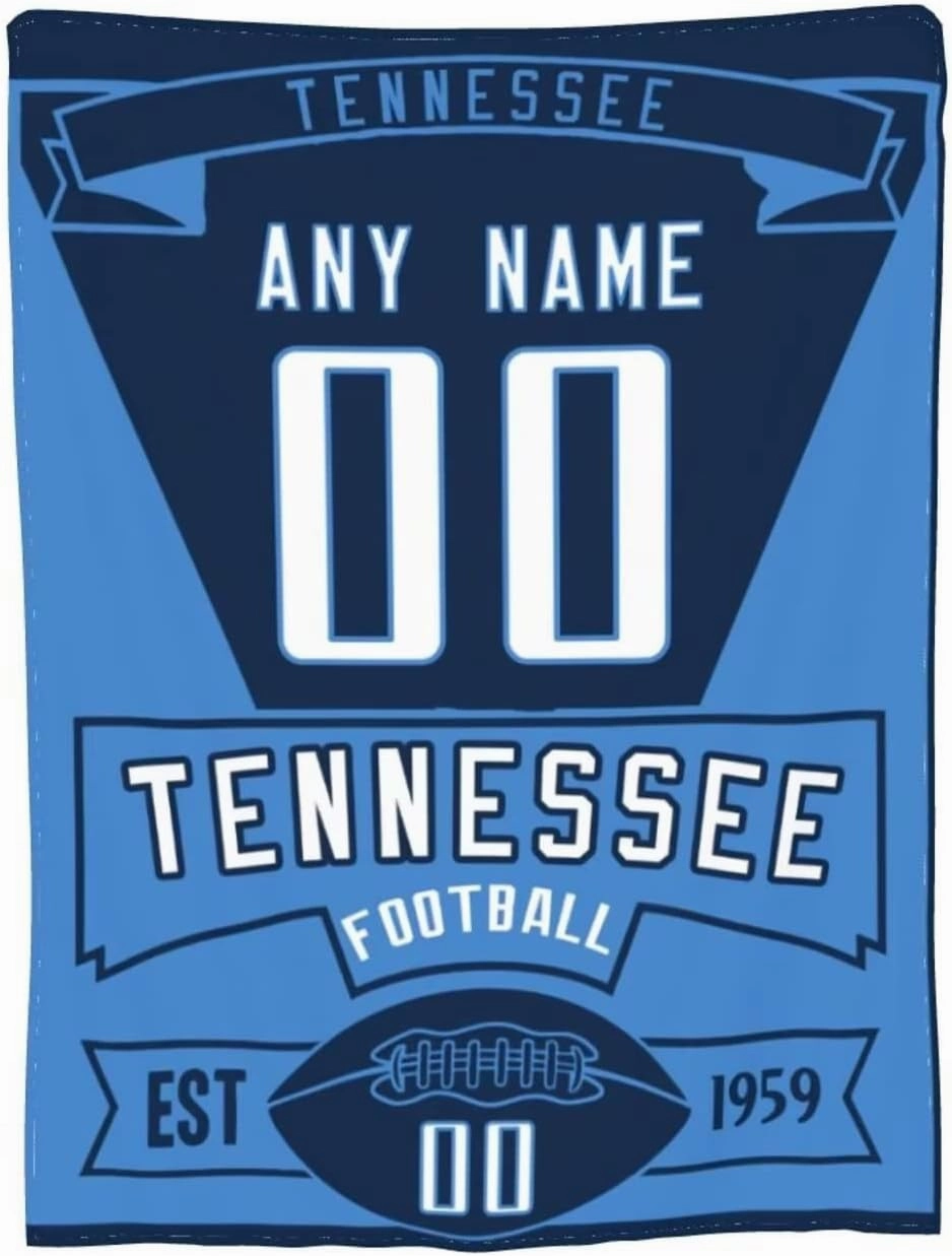 Personalized Football Throw Blankets Add Name Numbers Flannel Blankets Football Fans Gifts - 50" x 40",60" x 50",80" x 60"