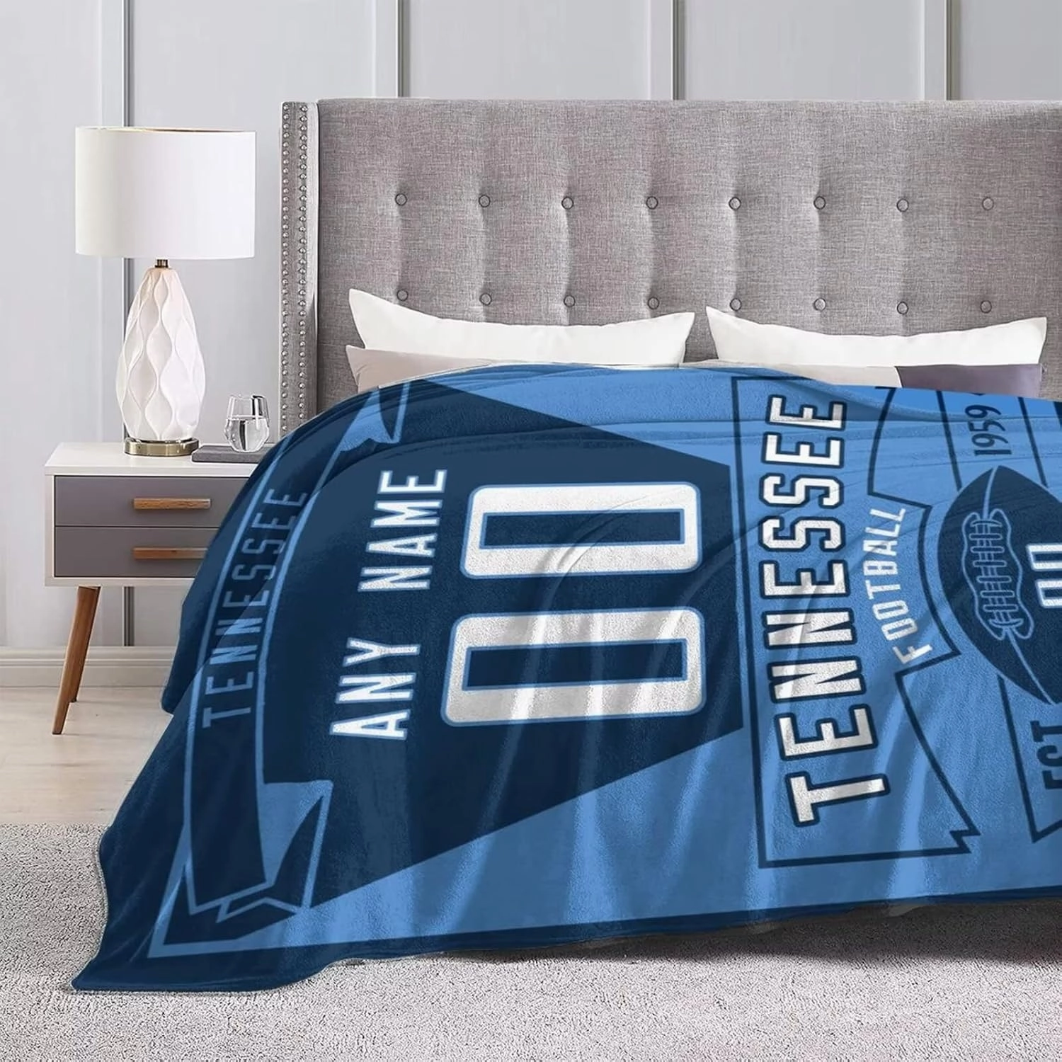 Personalized Football Throw Blankets Add Name Numbers Flannel Blankets Football Fans Gifts - 50" x 40",60" x 50",80" x 60"