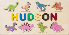 Personalized Name Puzzles, Wooden Custom Name Educational Puzzle Toys, for Preschool Early Education Toys Variety Styles, Creative Early Education for Baby Boys and Girls (8 Dinosaurs)