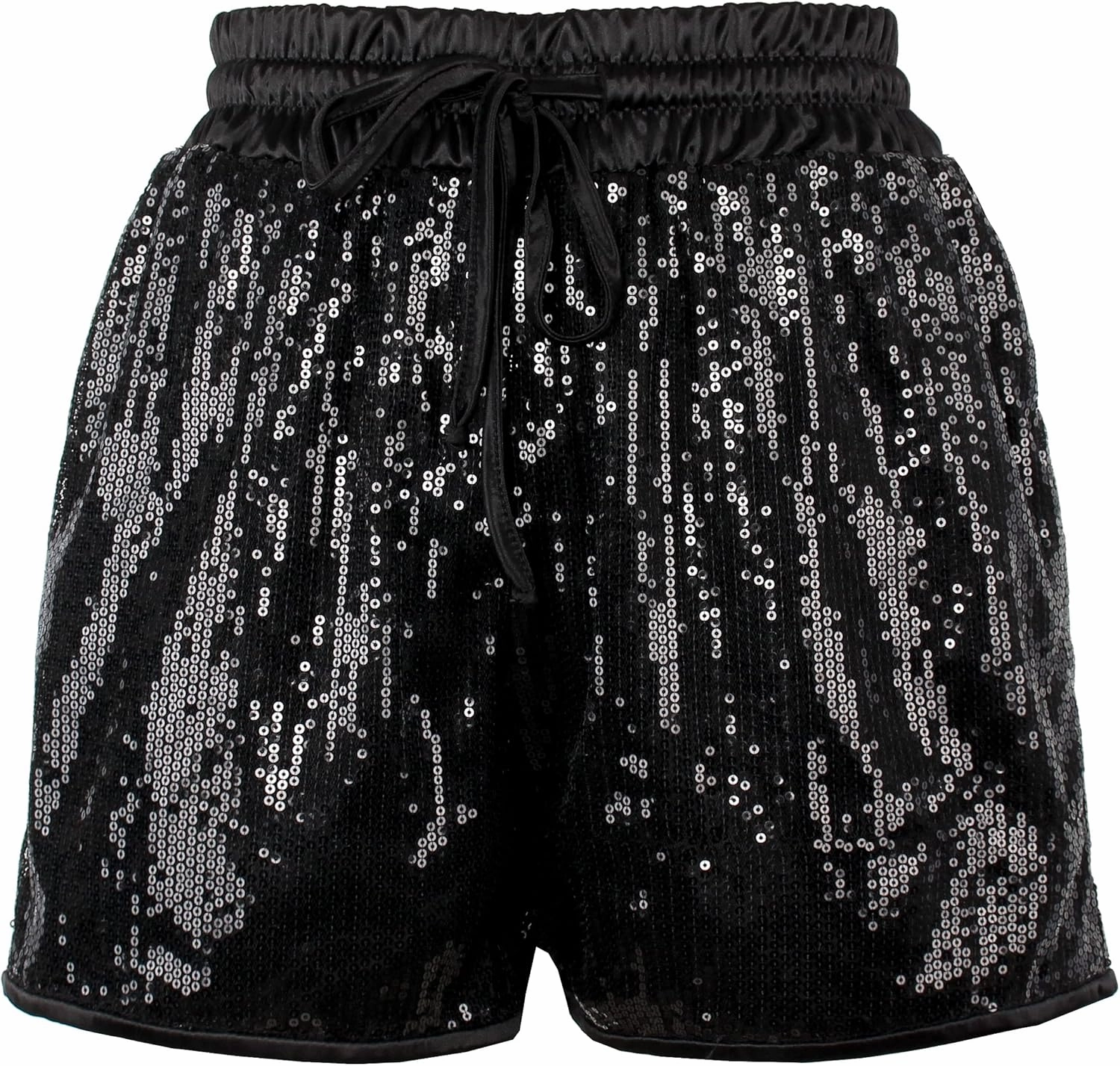 PESION Sequins Rave Shorts for Women High Waist Casual Loose A Line Hot Pants Sparkly Clubwear Night-Out