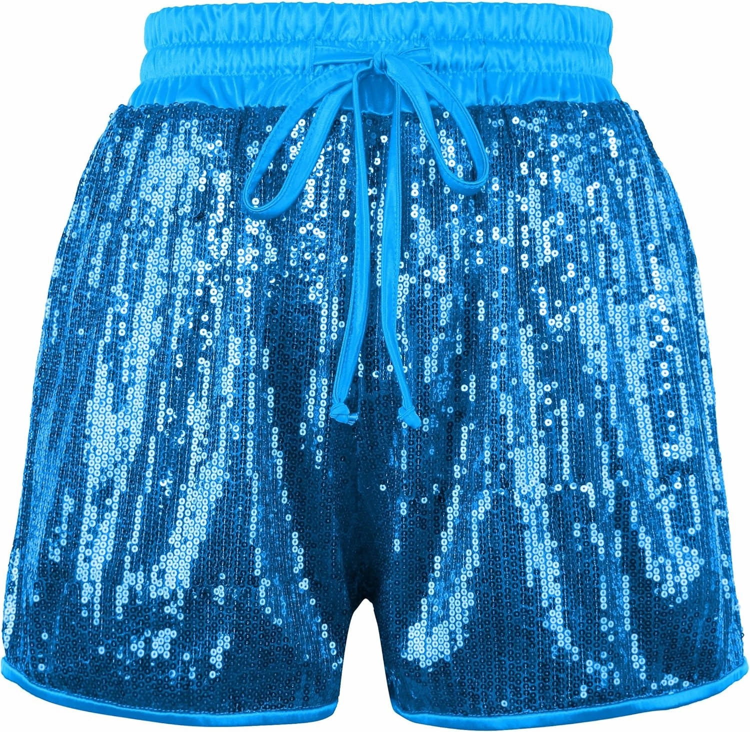 PESION Sequins Rave Shorts for Women High Waist Casual Loose A Line Hot Pants Sparkly Clubwear Night-Out