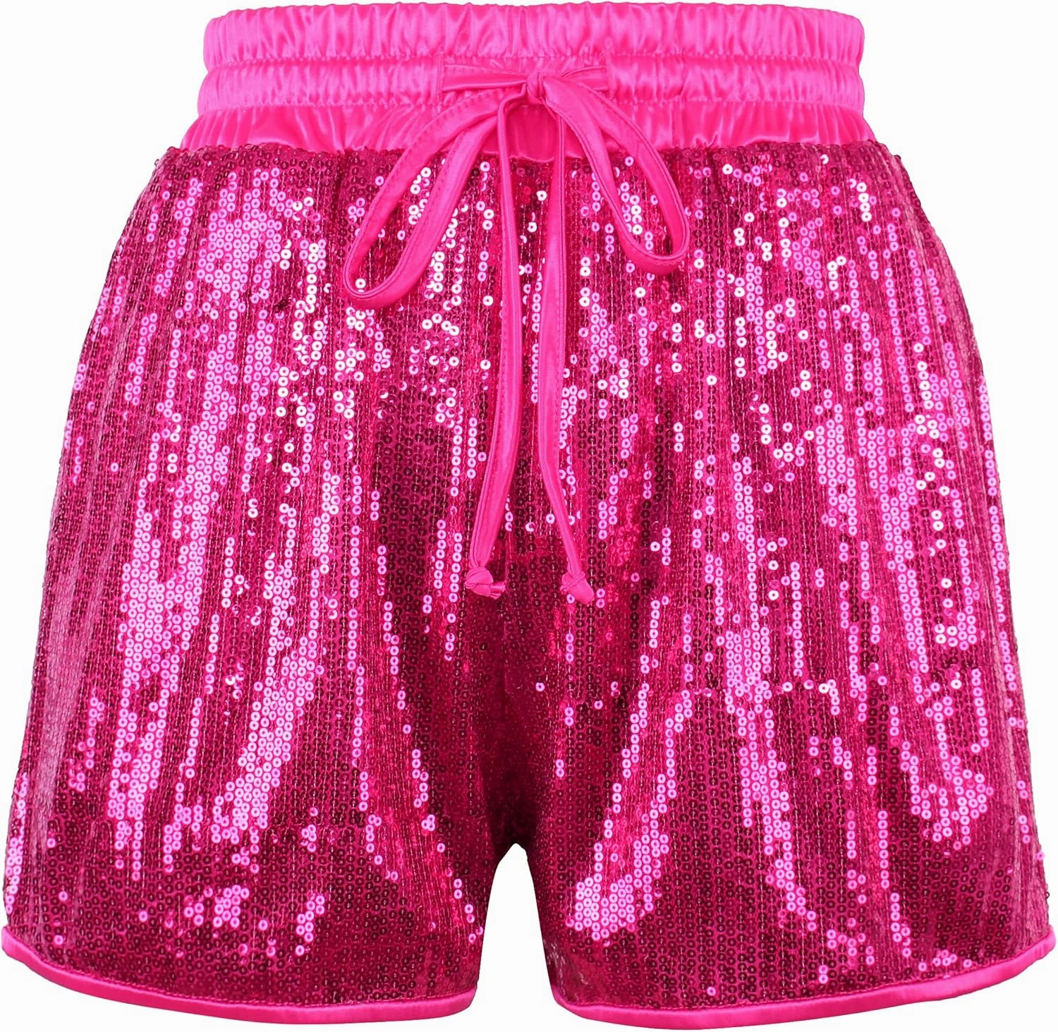 PESION Sequins Rave Shorts for Women High Waist Casual Loose A Line Hot Pants Sparkly Clubwear Night-Out